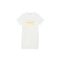 Lacoste Girls' Short Sleeve Crew Neck Gradient Writing Tee Shirt Dress