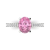 Clara Pucci 2.71ct Oval Cut Solitaire W/Accent Genuine Pink Simulated Diamond Engagement Promise Anniversary Bridal Ring 18K White Gold