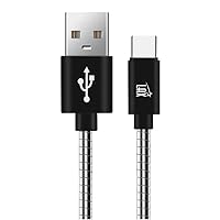 LAX Gadgets USB C Cable - Metallic Mesh USB-C High Speed Charging Cable & Data Transferring - USB A to USB C Compatible with Google Pixel, Apple MacBook & Samsung Galaxy Phones - 4ft Black