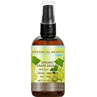 ORGANIC GRAPE SEED Oil. 100% Pure/Natural/Undiluted/Virgin/Unscented/Certified Organic/Cold Pressed Carrier Oil for Skin, Hair, Massage and Nail Care. 1 Fl. oz- 30 ml Botanical Beauty.
