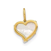 14k Gold Polished Simulated Mother of Pearl Love Heart Pendant Necklace Measures 8mm Wide 1mm Thick Jewelry for Women