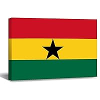 Painting Framed Artwork 8x12 Inch,Ghana Flag Decorative Canvas Wall Art Printed,Wall Pictures Hanging Poster Wall Decoration for Living Room Office