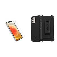 OtterBox AMPLIFY GLASS SERIES Screen Protector for iPhone 12 mini - CLEAR & DEFENDER SERIES SCREENLESS Case Case for iPhone 12 mini - BLACK