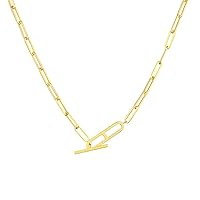14ct Yellow Gold 3.80 Hollow Paper Clip Toggle Necklace Jewelry Gifts for Women - 48 Centimeters