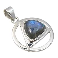 Solid Sterling Silver Blue Labradorite tcw 5.87 Pendant 1.4