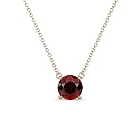 Red Garnet 1 1/3 ctw Womens Solitaire Pendant Necklace 14K Gold Included 16 Inches Gold Chain