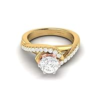 VVS Twisted Shape Solitaire Diamond Ring in 18k White/Yellow/Rose Gold With 0.2 Carat Natural Diamond & 0.5 Carat Moissanite Diamond Engagement Ring For Women For Special Functions (IJ-SI, G-VS2)