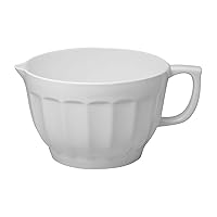 UPware Melamine Batter Bowl with Pour Spout, Handle and Non-Slip Base, Grip Handle for Easy Mix and Pour, Home Essentials Cooking and Baking Tools, Batter Bowl (4.3 qt, Latte White)