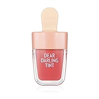 ETUDE Dear Darling Water Gel Tint Ice Cream (OR205 Apricot Red) (21AD)| Vivid High-Color Lip Tint with Minerals and Vitamins from Soap Berry Extract to Moisture Your Lips