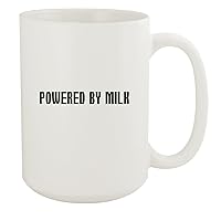 Powered By Milk - 15oz White Ceramic Coffee Mug, White