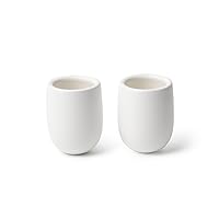 7 Ounce Eggshell Espresso Cups Set of 2 Cappuccino Cups for Coffee Drinks, Latte Cup, Cafe Mocha and Tea Cup, White Ceramic Coffee Cups