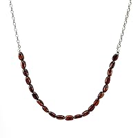 Natural Baltic Amber Small Nugget Beads Cherry Color With Sterling Silver adjustable chain, Genuine Baltic Amber.