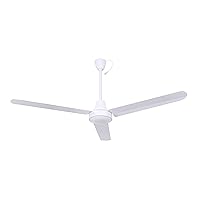CP56D11PN High Performance Industrial DC Ceiling Fan, 56-Inch - Bright White, with Cord and Plug, Downrod Mount, Ideal for Commercial & Residential High-Ceiling Spaces