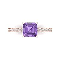1.71 Cushion Cut Solitaire with Accent Stunning Genuine Simulated Alexandrite Modern Promise Statement Designer Ring 14k Rose Gold
