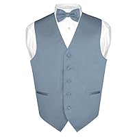 Men's Dress Vest Bow Tie Set Solid Color Bow Tie Vests for Suit or Tuxedo