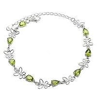 Natural Multi-Colored Gemstones with White Topaz 925 Silver Bracelet