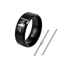 Personalized Angel Dog Cat Memorial Gifts Stainless Steel Name Band Ring with Ball Chain Pet Loss Sympathy Condolences Remembrance Gifts for Boy Girl Women Men Pet Lover Keepsake Animal Jewelry,#6-12