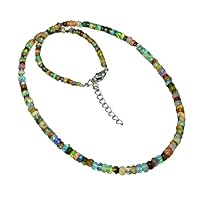 925 Sterling Silver Genuine Fire Opal Smooth beaded 16Inch Strand Necklace Gift Jewelry