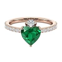 2 CT Art Deco Heart Shaped Emerald Engagement Ring 925 Silver Emerald Wedding Ring Solitaire Engagement Ring Women Antique Emerald Bridal Rings