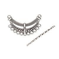 Beaded Texture Crescent Links Antique Silver-Plated Focal Connector 11 Loops 51.3x30mm Sold per 3pcs per Pack