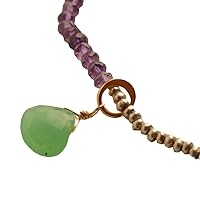 Natural Amethyst With Green Onyx 3-4mm Rondelle Shape Faceted Cut Gemstone Beads 7 Inch Silver Plated Clasp Bracelet For Men, Women. Natural Gemstone Stacking Bracelet. | Lcbr_00478