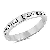 Jesus Loves You Christian Promise Faith Ring 925 Sterling Silver Band Sizes 3-10