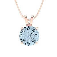 Clara Pucci 2.55ct Round Cut unique Fine jewelry Natural Sky blue Topaz Solitaire Pendant With 18