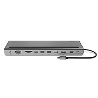 Belkin USB C Hub, 11-in-1 Multi-Port Laptop Dock with 4K HDMI, DP, VGA, USB C Docking Station with 100W Power Delivery, USB A, Gigabit Ethernet, SD, MicroSD, 3.5mm Port For MacBook Pro, Air and More
