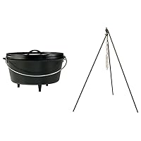 Lodge Deep Camp Dutch Oven, 8 Quart & Camp Dutch Oven Tripod, 43.5 Inch, Black