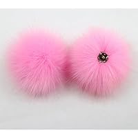 10pcs Faux Fur Pom Pom Balls Fox Fur Pompoms Pom Poms for DIY Keychains Scarves Gloves Hats Bags Decoration Ornaments ( Color : Pink )