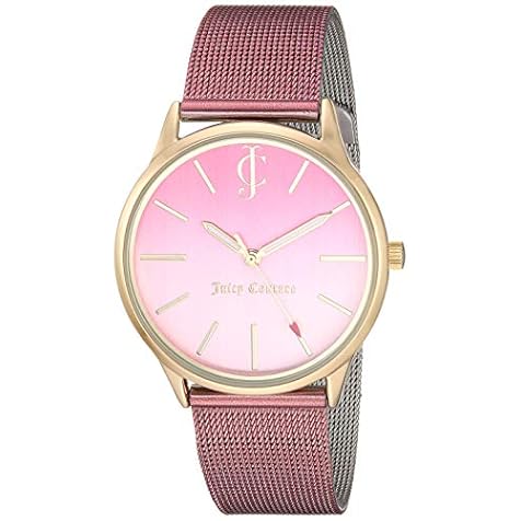 Juicy Couture Black Label Women's JC/1014OMPK Gold-Tone and Pink Mesh Bracelet Watch