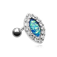 Opal Diamante Cartilage Tragus Earring 316L Surgical Steel