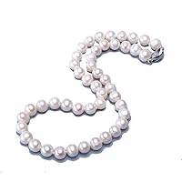 Pearl Necklace, Genuine Pearls Strand .29''-.33'', Classic Delicate Elegant Pearl Jewelry for Women Girls Birthday Wedding Holiday Gifts