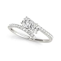 Two Stone Bypass Diamond Ring in 14k White Gold 3/4 cttw