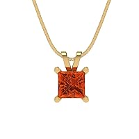 Clara Pucci 3.1 ct Princess Cut Genuine Red Simulated Diamond Solitaire Pendant Necklace With 16