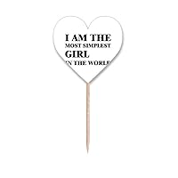 I Am The Simplest Girl Art Deco Fashion Toothpick Flags Heart Lable Cupcake Picks