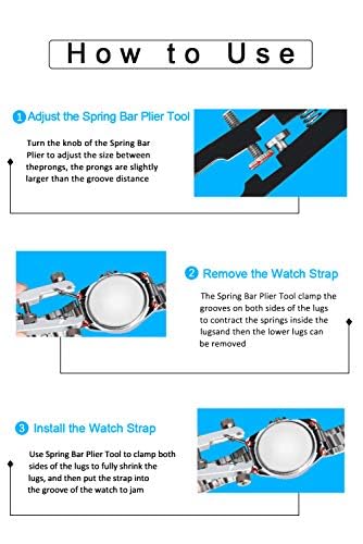 Watch Spring Bar Plier Tool Set with Durable 10 Tips Pins, 6825 Spring Bar Tweezer Tool for Watch Wrist Bands Strap Removal Repair Fix Kit