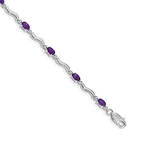 3.5mm 14ct White Gold Diamond and Amethyst Bracelet Jewelry Gifts for Women