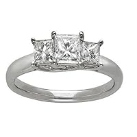 Exquisite Three Stone Trilogy Diamond Wedding Ring 0.25 Carat Princess Cut Diamond on Gold