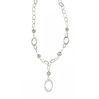 18kt white gold necklace 750/1000 with white zirconia balls and pendant