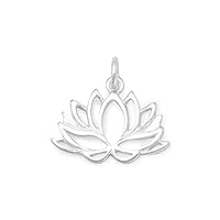 Polished 925 Sterling Silver 13.5mm X 18mm Cut Out Lotus Flower Charm Pendant Necklace Jewelry for Women