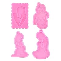 Handmade Moulds DIY 4 Pieces Pregnant Women Pregnant Mother Cake Fondant Mold Thanksgiving Keychain Silicone Molds Silicone Cake Molds For Baking Shapes