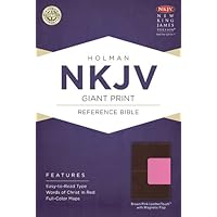 NKJV Giant Print Reference Bible, Brown/Pink LeatherTouch with Magnetic Flap NKJV Giant Print Reference Bible, Brown/Pink LeatherTouch with Magnetic Flap Imitation Leather