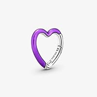 Pandora Bright Purple Styling Heart Connector - Compatible Me Bracelets - Jewelry for Women - Mother's Day Gift - Made with Sterling Silver & Enamel - With Gift Box