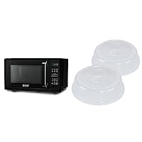 COMMERCIAL CHEF Small Microwave 0.9 Cu. Ft. Countertop Microwave with Touch Controls & Digital Display, Black & Nordic Ware BPA-free and Melamine Free Plastic Splatter Microwave Cover