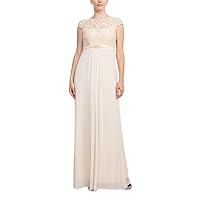 Adrianna Papell womens Scoop Neck Cap Sleeve Embellished Waist Ruched Zipper Back Dress