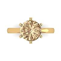Clara Pucci 3 ct Round Cut Solitaire Stunning Yellow Moissanite Engagement Wedding Bridal Promise Anniversary Ring 14k Yellow Gold
