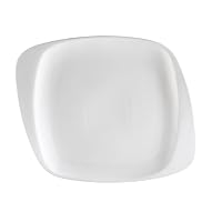CAC China WH-9 White Pearl 9-1/2-Inch by 8-1/2-Inch by 5/8-Inch New Bone White Porcelain Square Plate, Box of 24