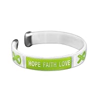 Lime Green Ribbon Bangle Bracelets – Lime Green Awareness Bangle Bracelets for Non Hodgkin’s Lymphoma, Lymphoma, Muscular Dystrophy - Perfect for Gift-Giving, Support Groups and Fundraising