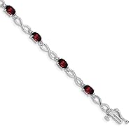 4mm 10k White Gold Garnet and Diamond Infinity Bracelet Jewelry for Women